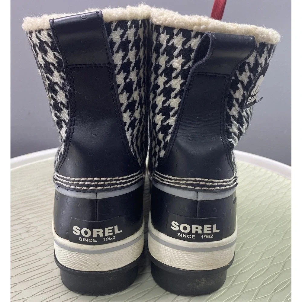 Sorel Tivoli Houndstooth Womens Waterproof Black&White Duck Snow Boots‎ Winter 8